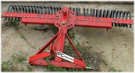 DEMO 3pt tractor landscape rock rake 42 tines 7 tool  